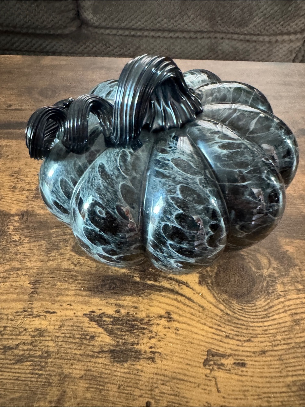 Mikasa Handblown Glass Pumpkin Accent - Black and Gray - Picture 8 of 11